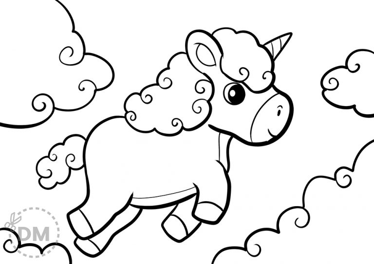 Cute and Fluffy Unicorn Coloring Page for Kids Cute and Fluffy Unicorn Coloring Page for Kids