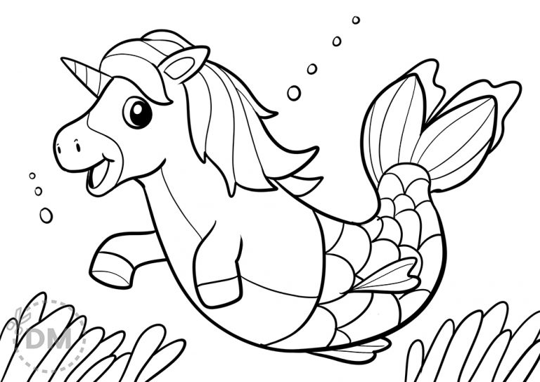 Unicorn Mermaid Coloring Page – Mermicorn Picture Illustration Unicorn Mermaid Coloring Page – Mermicorn Picture Illustration